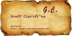 Greff Cipriána névjegykártya